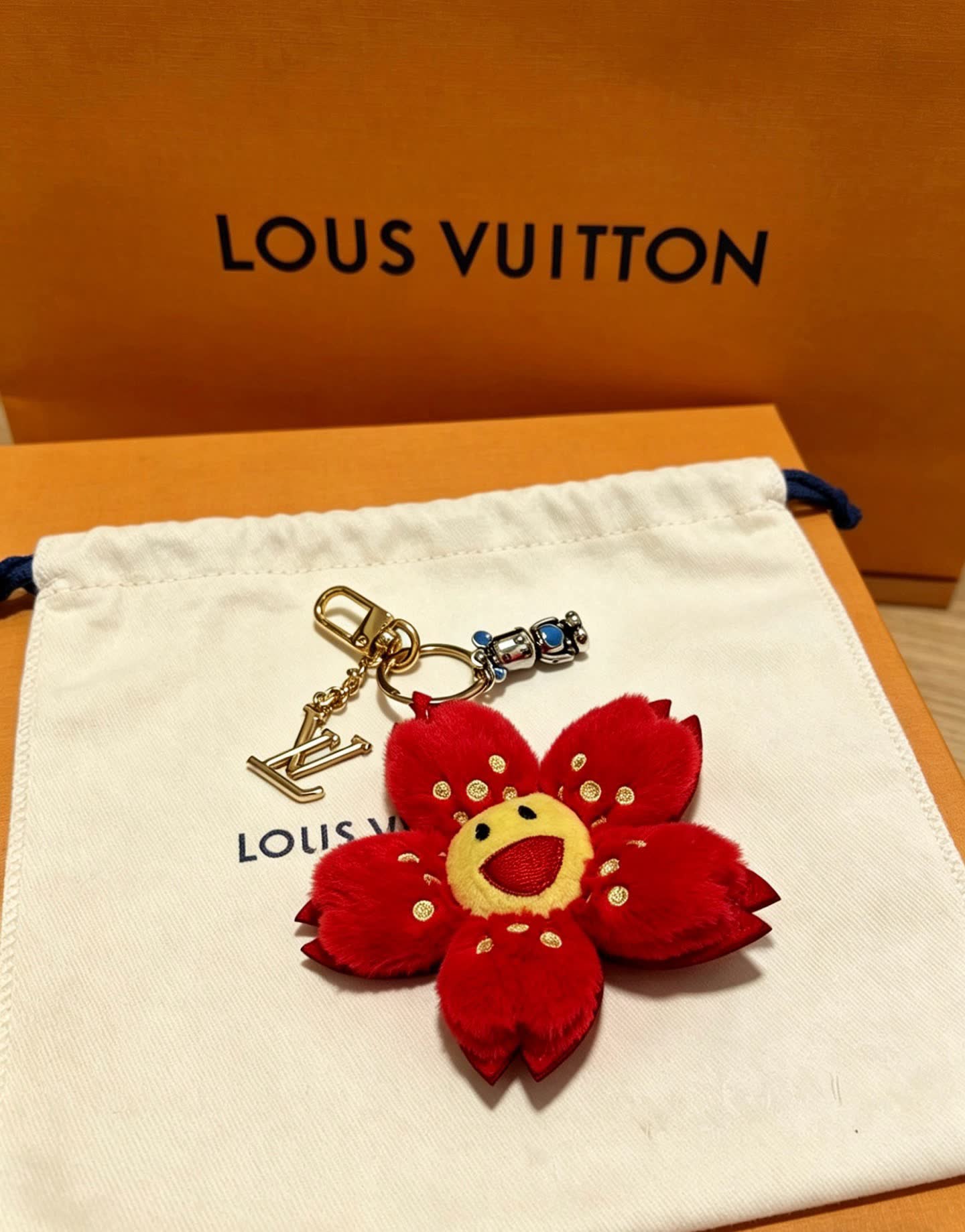 Louis Vuitton Red Flower Keychain